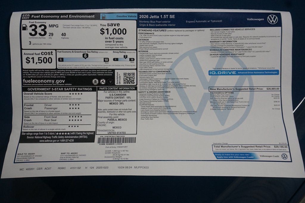 2026 Volkswagen Jetta 1.5T SE