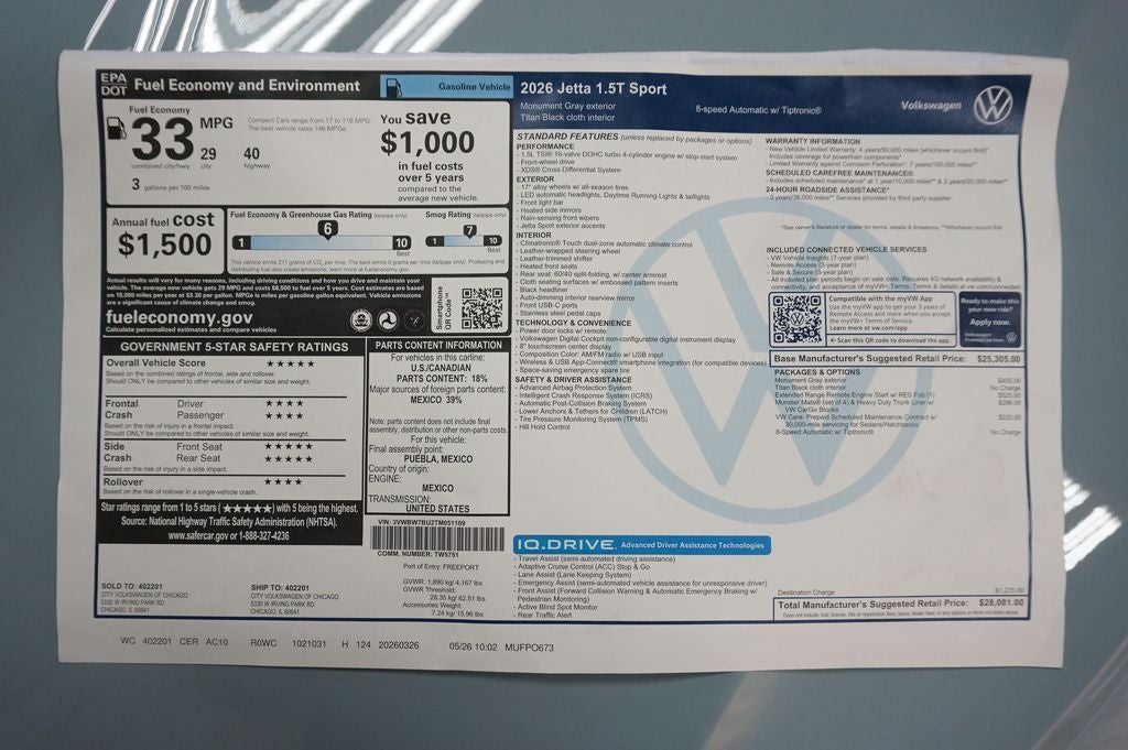 2026 Volkswagen Jetta 1.5T Sport