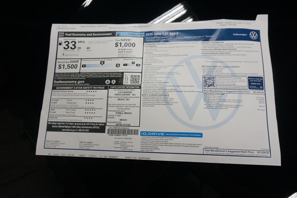 2026 Volkswagen Jetta 1.5T Sport