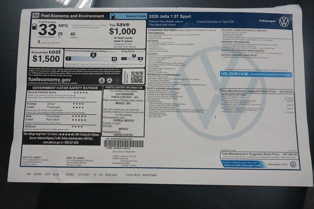 2026 Volkswagen Jetta 1.5T Sport