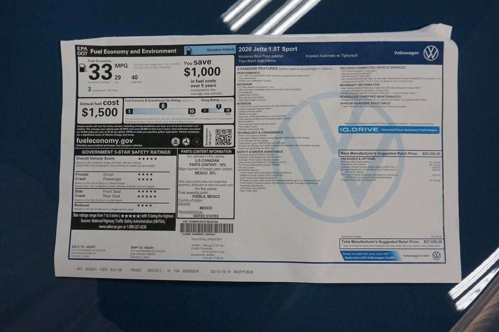 2026 Volkswagen Jetta 1.5T Sport