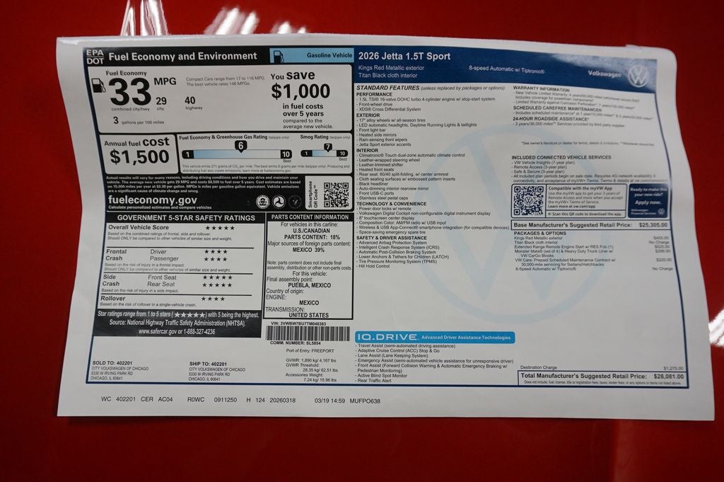 2026 Volkswagen Jetta 1.5T Sport