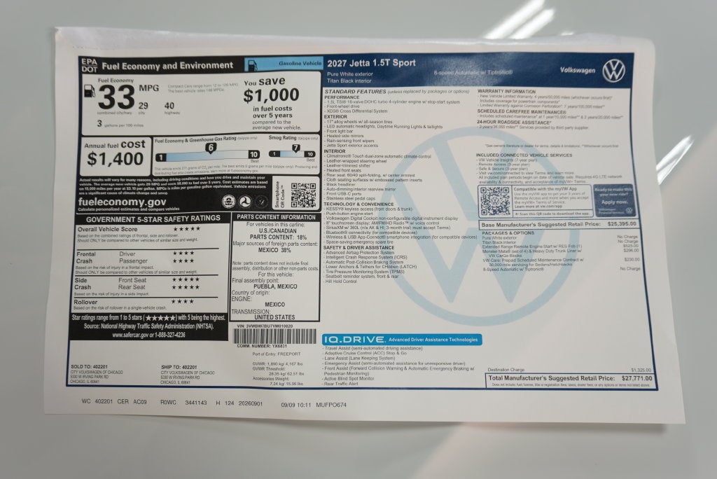 2027 Volkswagen Jetta 1.5T Sport