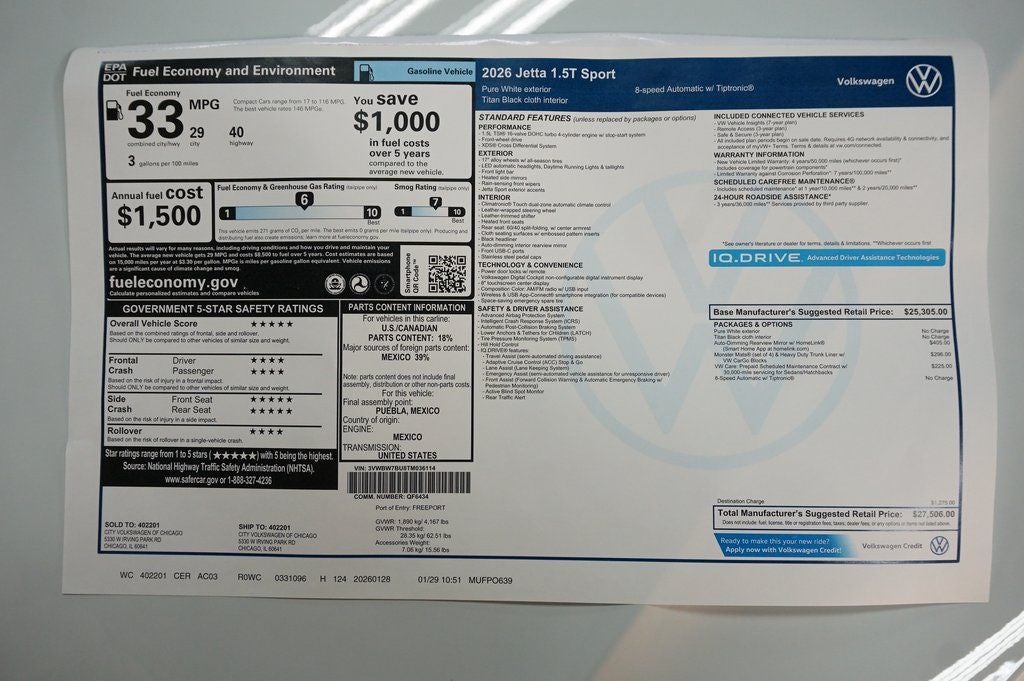 2026 Volkswagen Jetta 1.5T Sport