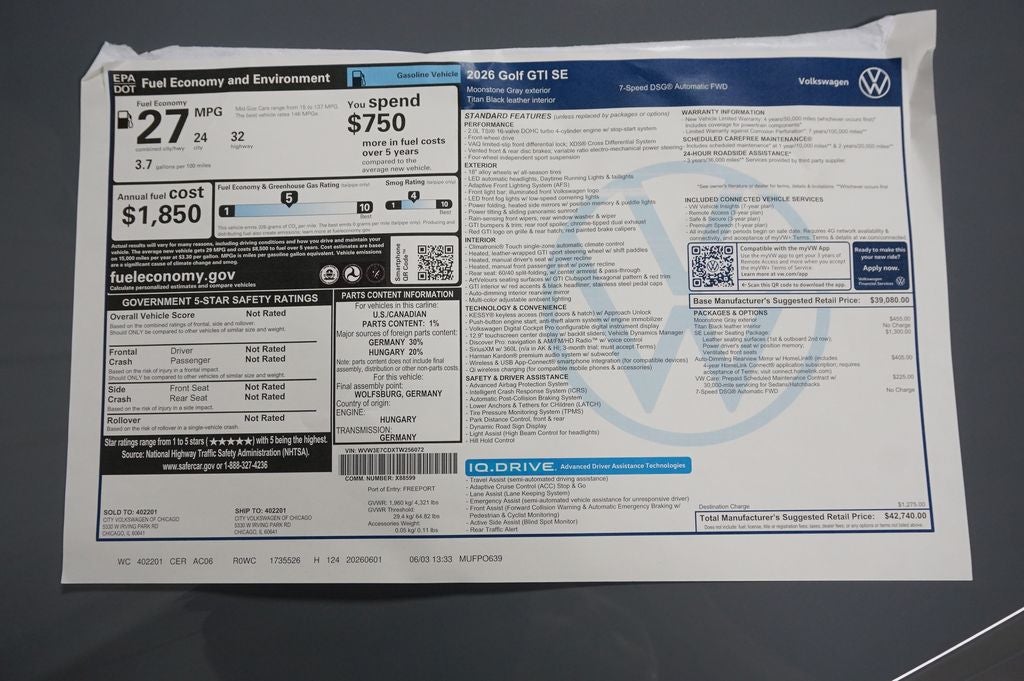 2026 Volkswagen Golf GTI 2.0T SE