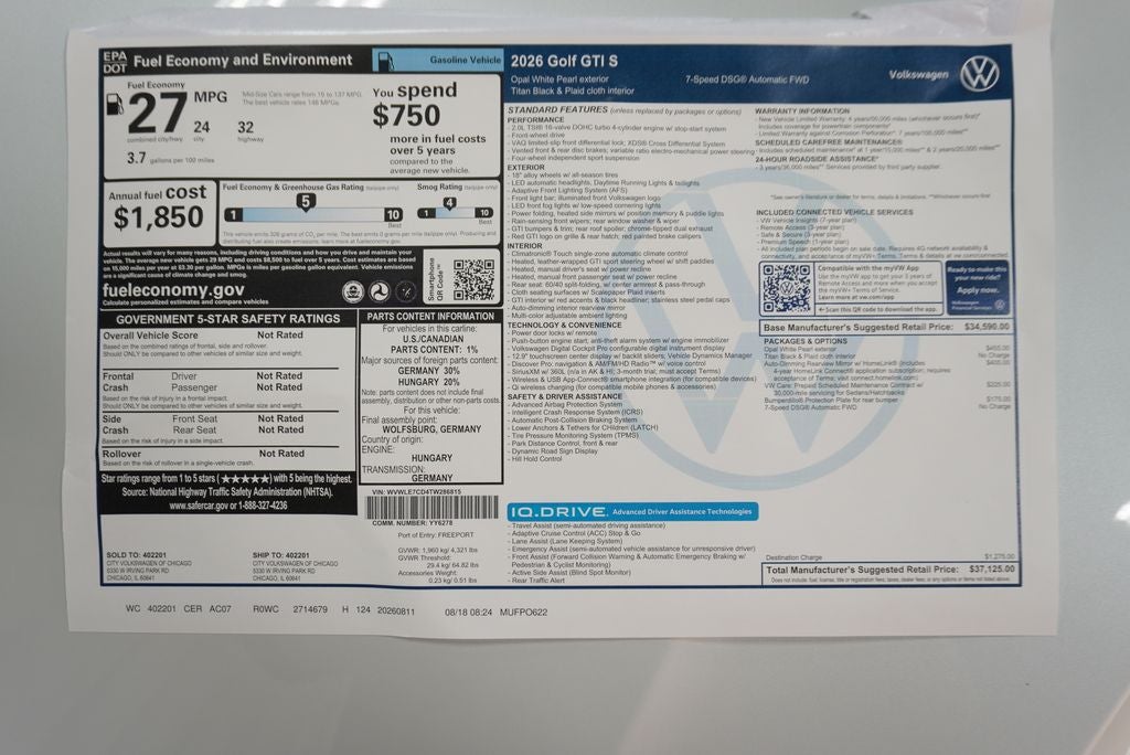 2026 Volkswagen Golf GTI S