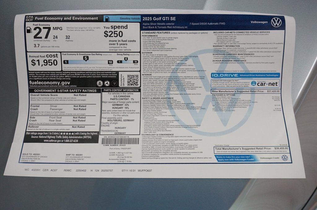 2025 Volkswagen Golf GTI 2.0T SE