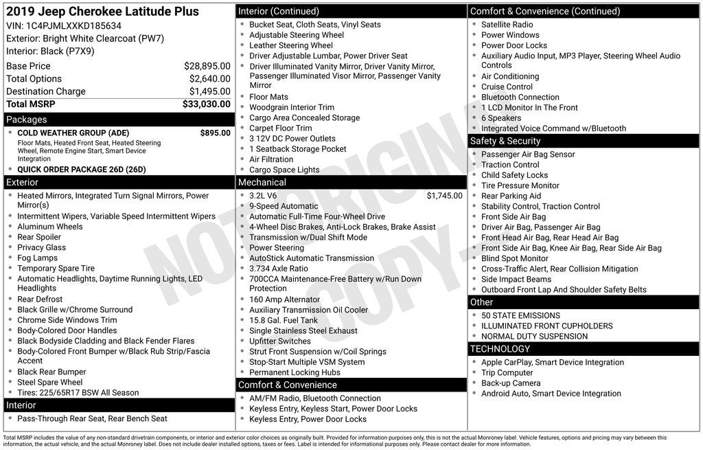 2019 Jeep Cherokee Latitude Plus