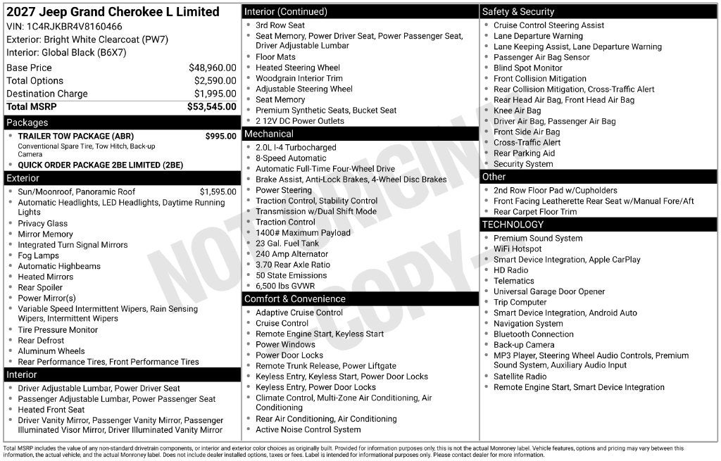 2027 Jeep Grand Cherokee L Limited