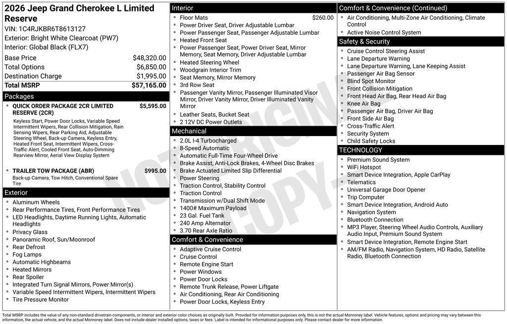 2026 Jeep Grand Cherokee L Limited Reserve