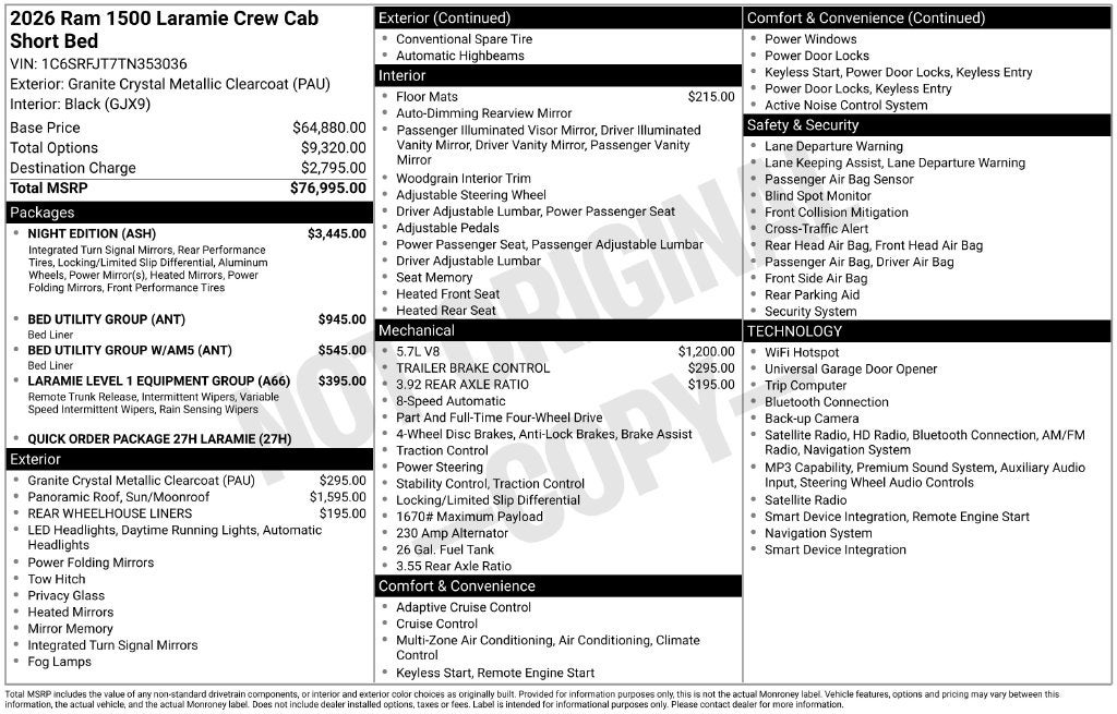 2026 RAM 1500 Laramie