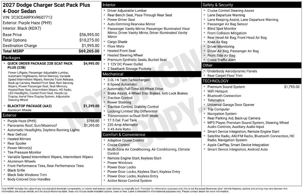 2027 Dodge Charger Scat Pack Plus