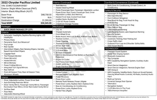 2022 Chrysler Pacifica Limited