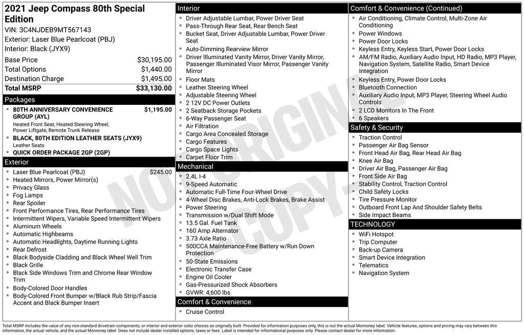 2021 Jeep Compass 80th Special Edition