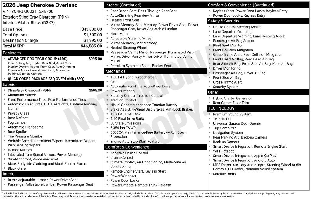 2026 Jeep Cherokee Overland