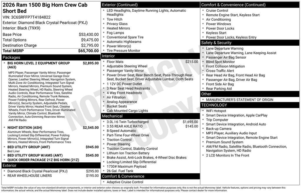 2026 RAM 1500 Big Horn/Lone Star